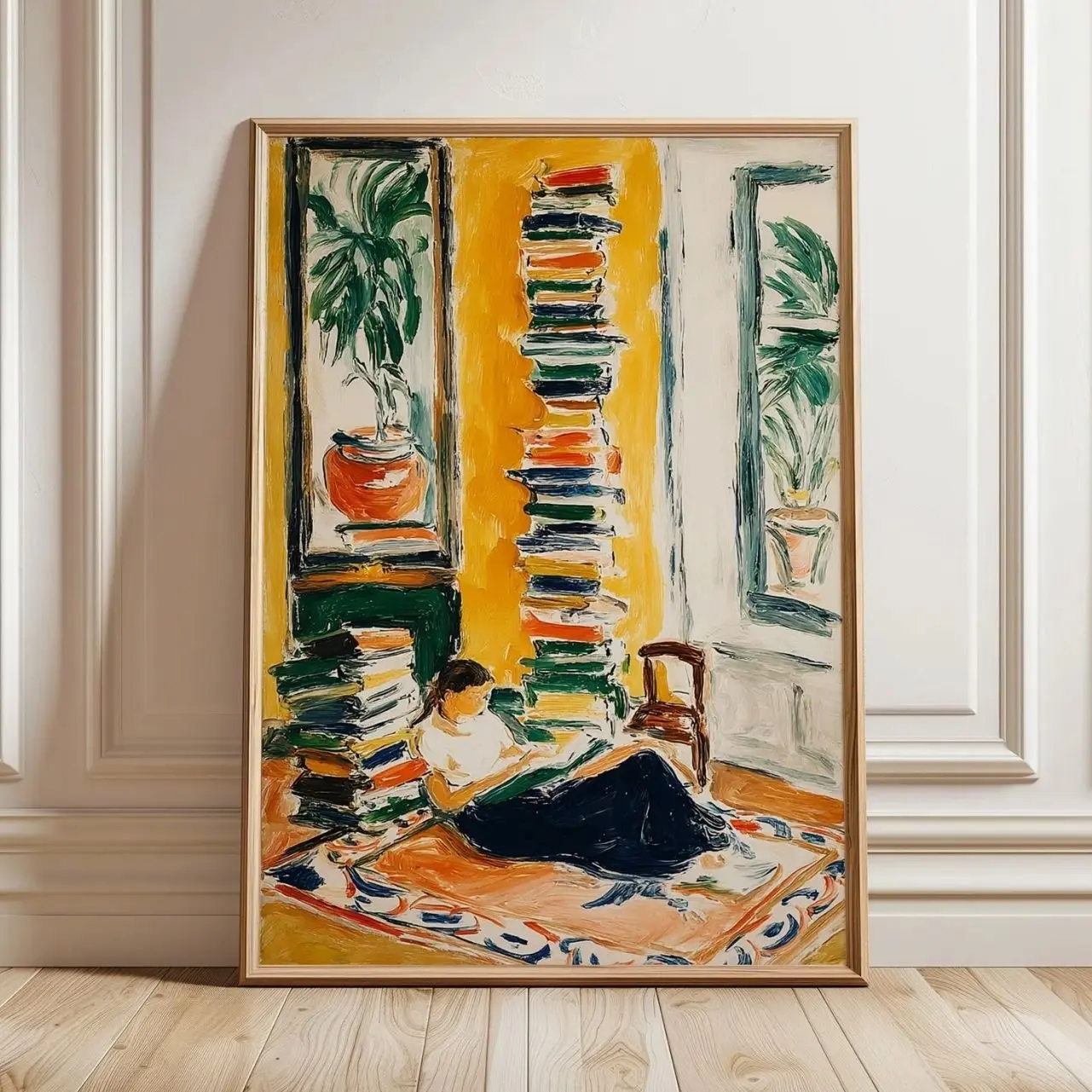 Woman Reading Window Poster Cozy Book Lover Wall Art Modern Home Decor G