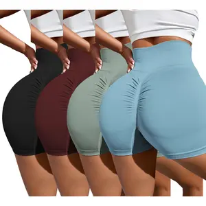 Hijesse  Spring Summer Women solid color High Waist Sports Shorts, Casual Comfy Breathable Skinny Athleisure Casual Shorts forYoga Gym Workout Running,Ladies Sport swear for Spring and Summer