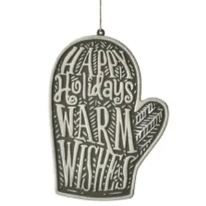 Embossed Mitten with Text Ornament