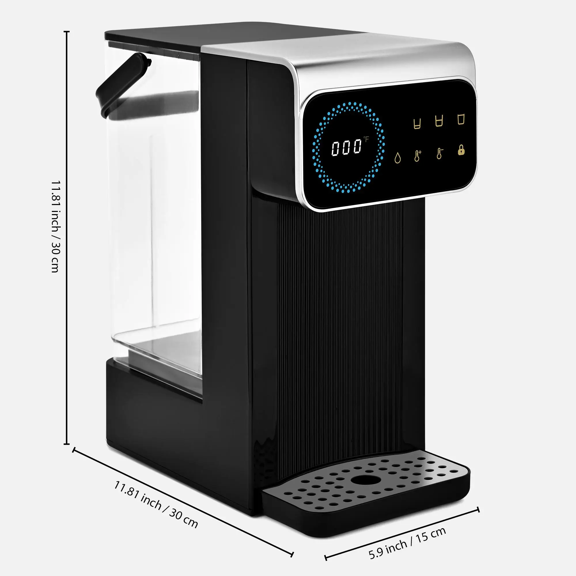 Susteas Instant Hot Water Dispenser – 5 temp settings (32°F-212°F), 3 capacities (100ml/250ml/400ml), 3L tank, child safety lock Top Loading Three-Tem