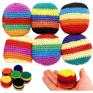 3/6PCS Handmade Crochet Hacky Sack Set, Crochet Soccer Hacky Sacks,, Boho Aesthetic Footbag Juggling Balls For Outdoor Play, Retro Summer Games For Kids Adults, Coordination Training Equipment For Backyard Party