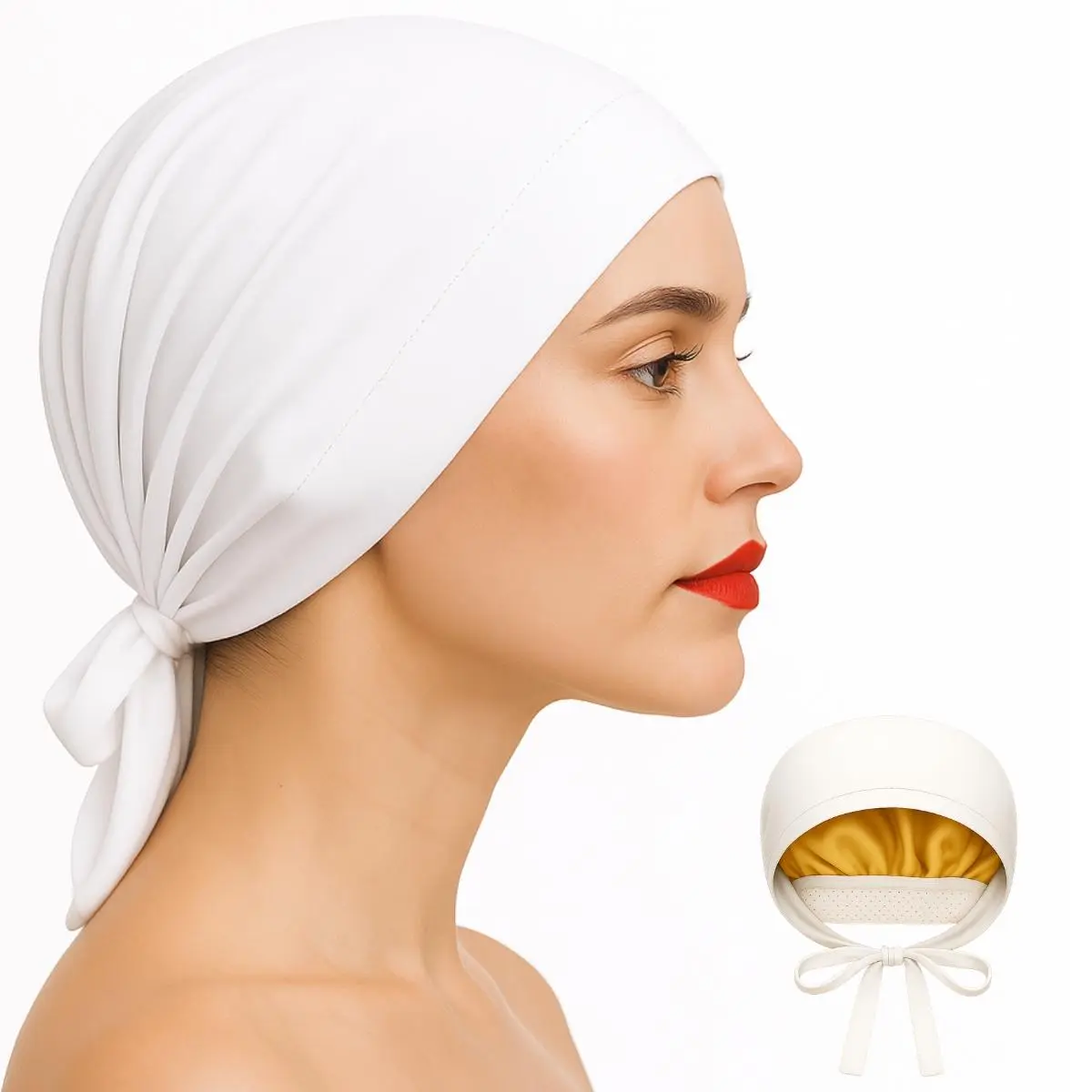 Satin Grip Cap White - Non-Slip Hijab Undercap with Silicone Grip & Tie-Back by Get A Grip