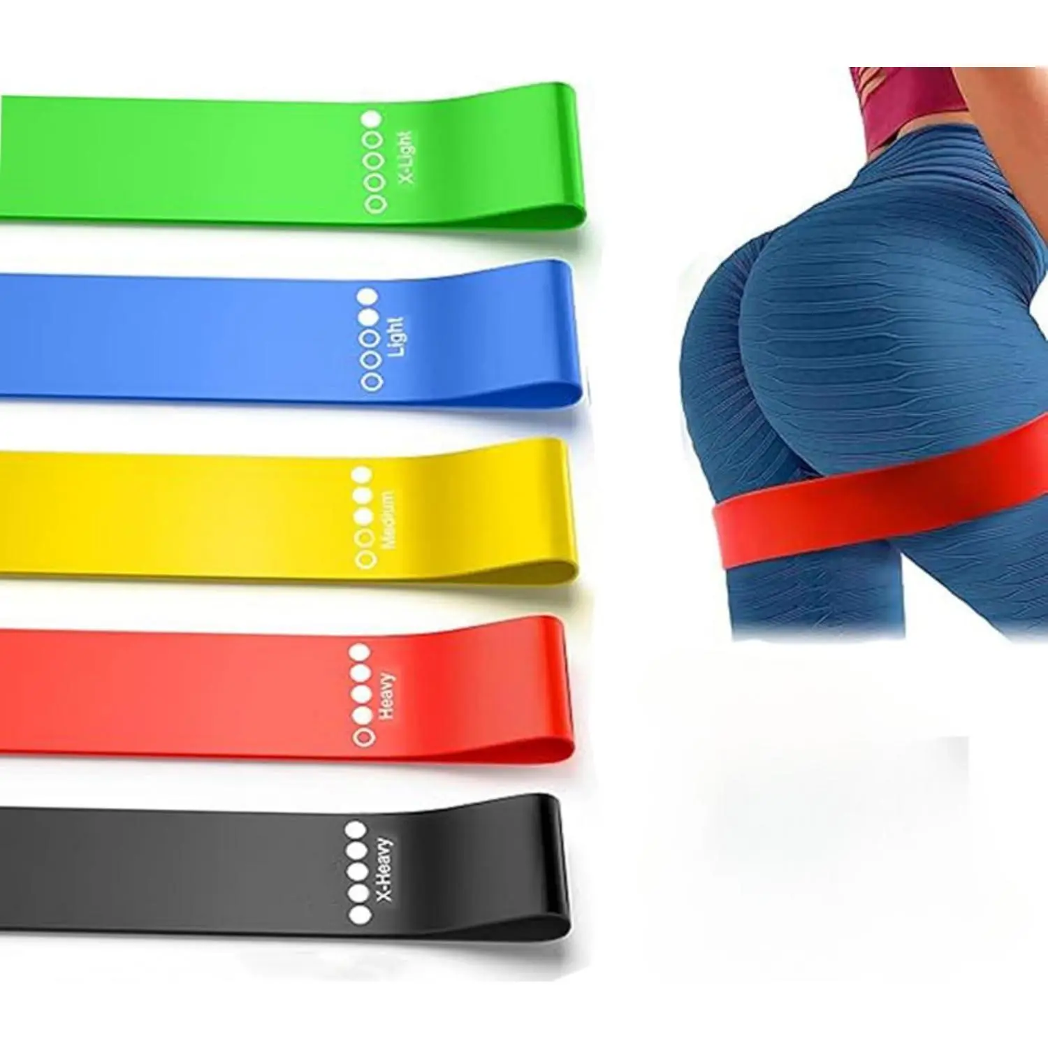 5 Pack Buttock Circle Stretch Band Set,Resistance Bands for Legs and Butt,Pilates,Rehab,Fitness and Home Workout Strength Bands for Booty,Exercise Loop Bands Yoga Mixed Color