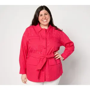 Isaac Mizrahi Live! Embroidered Cotton Eyelet Jacket