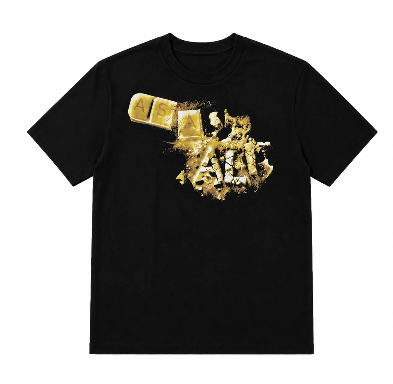 Asa Gold Graphic T Shirt Streetwear Cotton Casual Unisex Crew Neck Abstract Letter Print Graphic Tee