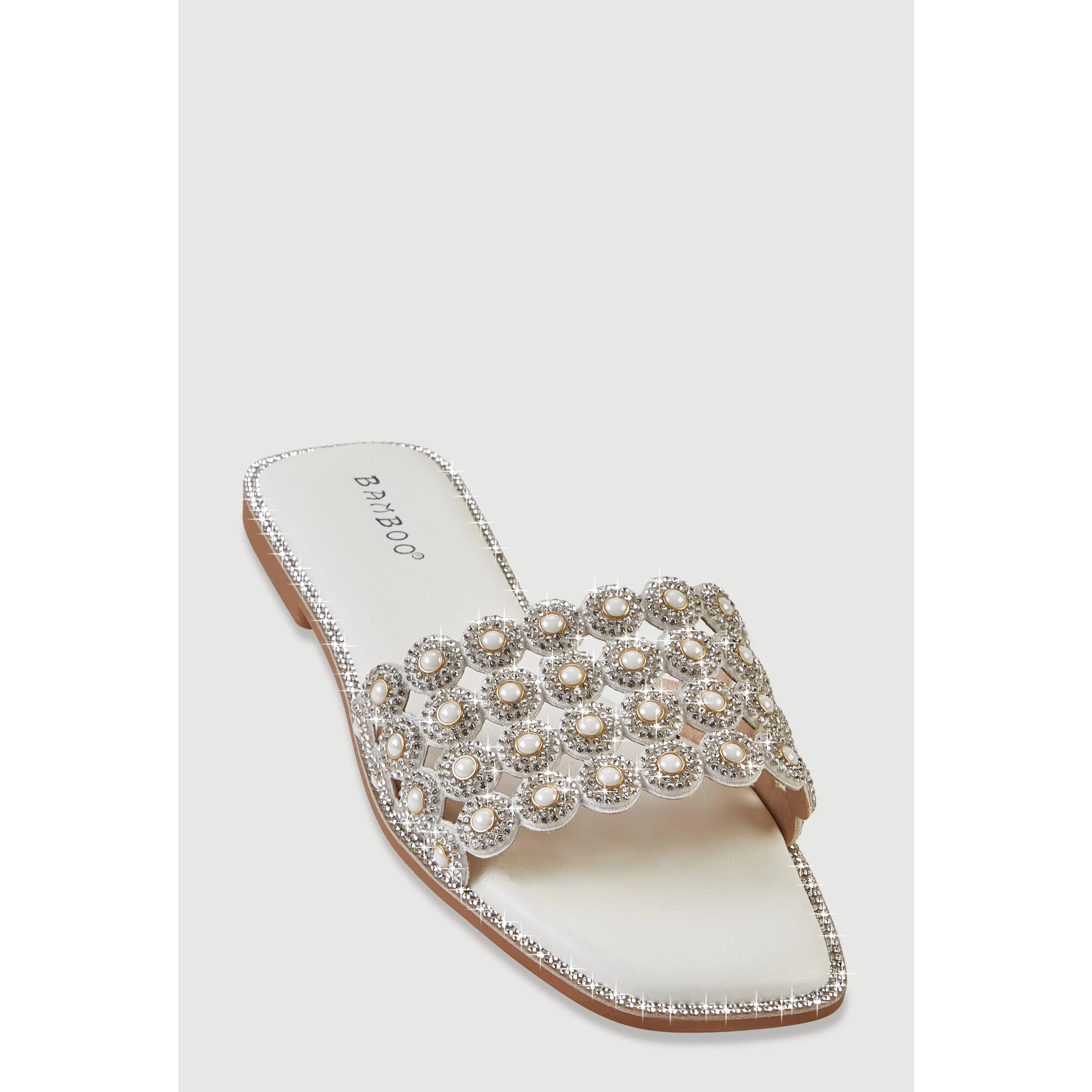 Gemstone Cutout Band Slide Sandals