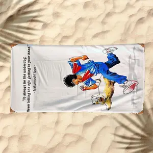 1 piece The Way of Fighting: Ippo Makunouchi and the Faithful Dog themed beach towel - Soft and Comfortable Beach Towel, Upgraded Fiber Material, suitable for Vacation, Trip, Daily, Quick-dry and Absorbent, Modern Pattern Style, Perfect Holiday Gift