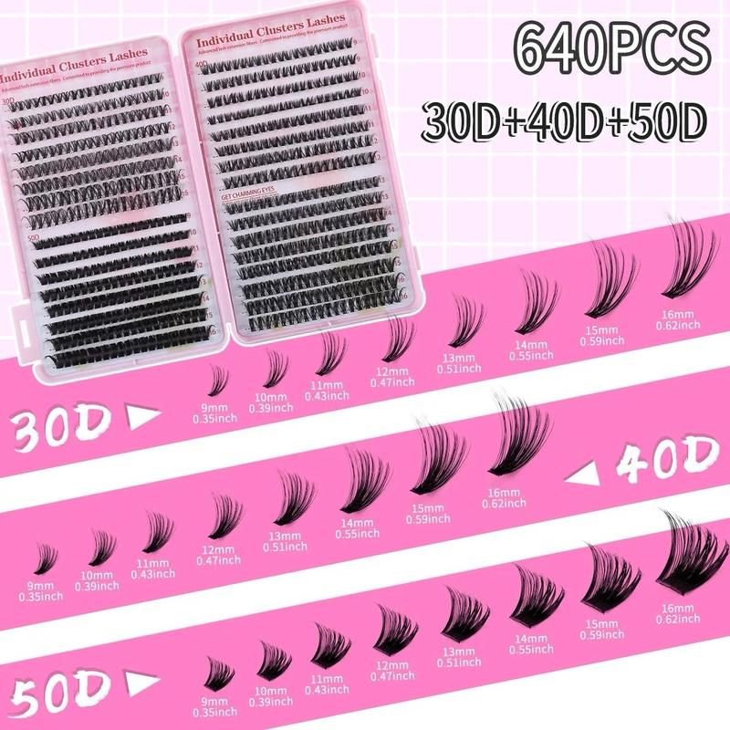 Mixed Length False Eyelashes 30D 40D 50D with Bond and Seal & Remover & Tweezers & Eyelash Curler, Natural Eyelash Extensions, VIRNIOR Lash for Eyelash Enhancements, Lashes Glue Extension,  Lashes Clusters, Cosmetic, Flawless Makeup Lightweight