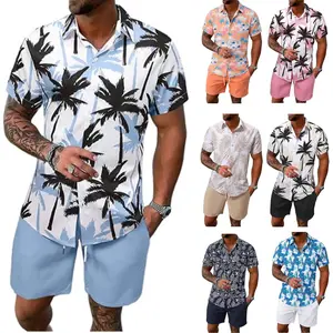 Men’s 2-Piece Tropical Print Set,Hawaiian Shirt and Shorts Set,Short Sleeve Button Down Beachwear, Breathable Summer Beach Outfit Vacation Resort Wear for Vacation, Cruise, Pool Party and Travel | Size Up Recommended