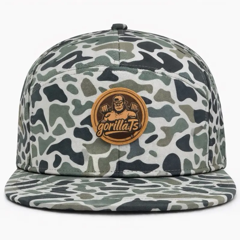 GorillaTS Camouflage Snapback Hat with Leather Patch - Adjustable Fit for Men and Women