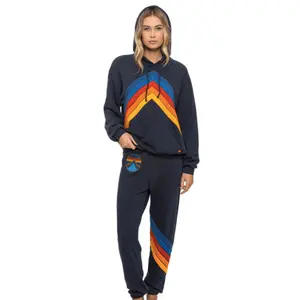 Aviator Nation Mountain Stitch Chevron Pullove Hoodie in Charcoal
