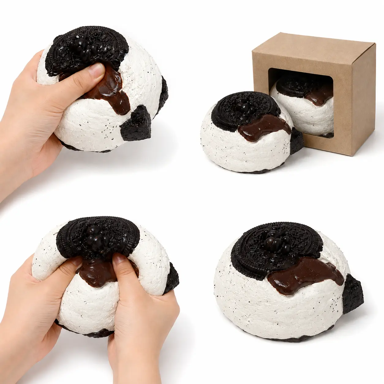 Giant Cookie Ice-Cream Squishy Toy - Soft Cream Paste Filled Stress Relief Fidget Squishies, Huge Squishies, Sensory Friendly, Oddly Satisfying for Boys and Girls, Birthday Christmas Gift