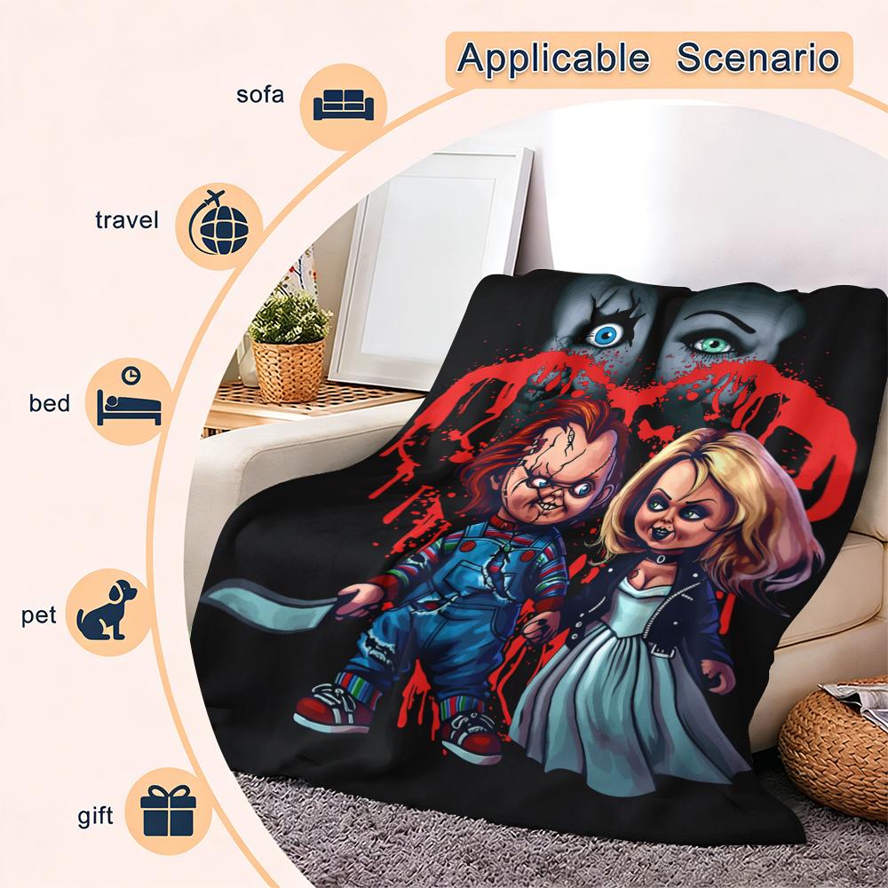 Countdown Sale!cozy flannel blanket Soft Funny Throw Blanket Horror Movie Blanket A warm nap blanket Suitable for use in offices, sofas, and travel settings, etc,Suitable for all four seasons A gift suitable for fans, friends and children