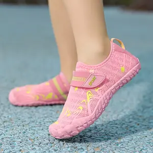 Youngsters' Quick-Dry Water Shoes - Pink & Yellow, Breathable Mesh Aqua Socks for Boys & Girls, for Beach, Yoga, and Activities, Beach Footwear |         Playful Aqua Socks |         Rubber Sole Footwear, Youngsters Water Shoes