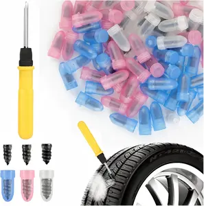 100Pcs Compact Iron-Rubber Mix Universal Tire Repair Rubber Nails Multi-Size Set, 3 Sizes, with Screwdriver, Seals Holes, Easy Puncture Repair for Cars & Motorcycles