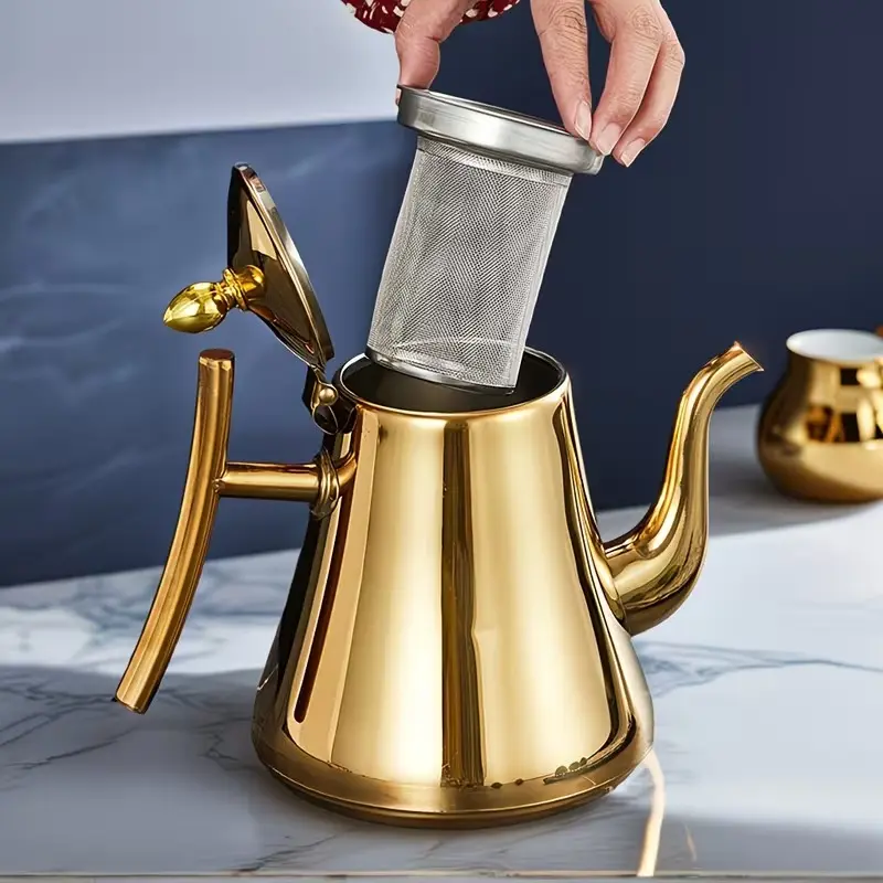 Thickened Stainless Steel Kettle with Filter, Tea Pot, Coffee Pot, Cold Water Pitcher, for Home, Hotel & Restaurant, Induction Cooker Compatible