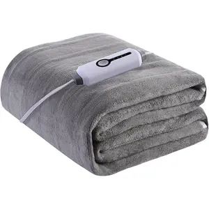 Electric Mattress Pad  Szie 39''x75'', Soft Colar Fleece with 4 Heating Levels, 10-Hour Auto Shut Off, Fast Heating, Deep Pocket Bed Topper Fit Up to 21", Machine Washable, Grey