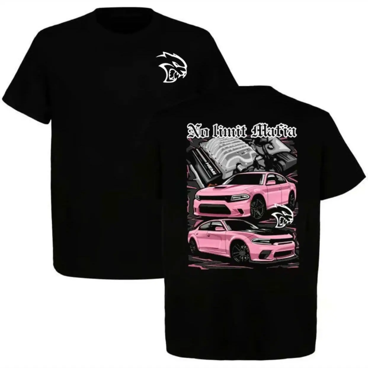 SRT Charger Pinky No LimitMafia T-Shirt, Muscle Car Graphic Tee For Automotive Fans