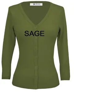 Cardigan Women's Sweater Button Down Retro Vintage Lightweight  Ye Mak V-Neck Sage