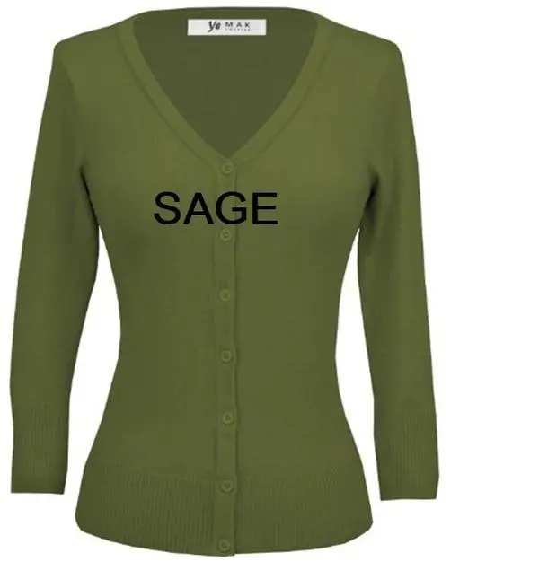 Cardigan Women's Sweater Button Down Retro Vintage Lightweight  Ye Mak V-Neck Sage
