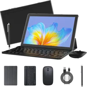 SUNDAY MIRTH Android Tablet 10 inch 2 in 1 Tablets with Keyboard, 12GB RAM 128GB ROM 1TB Expand, Quad-Core 2.0Ghz CPU, 5G WiFi 6, BT5.0, 1280x800  Touchscreen, 6000mAh, Widevine L1, GMS Tablet, Black
