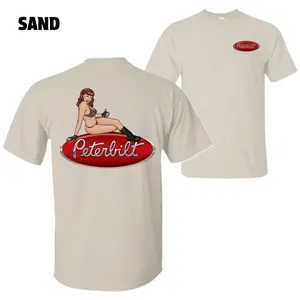 Peterbilt Pin-Up Girl T-Shirt – Vintage Pin-Up Girl on Peterbilt Logo Graphic, Perfect Gift for Truck Drivers and Trucking Fans, Men's Cotton Tee