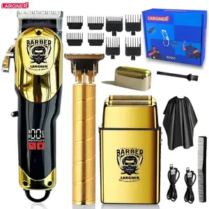 Professional Men's Hair Clipper Set, Barber Hair Clippers, Electric Shaver, USB Fast Charging, Battery Display, Portable Storage Box Included