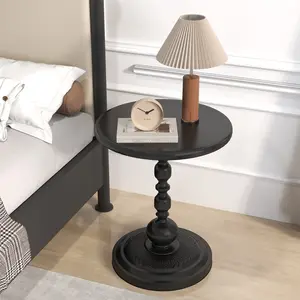 Pinmoco Round Side Table, Metal End Table, Anti-Rust and Waterproof Small Coffee Table for Living Room Bedroom Balcony