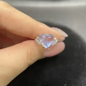 Blue MoonStone Ring, More Jewelry in Live Room, Blue Moonstone Rings, Blue Moonstone Jewelry, Moonstone Heart shape Ring