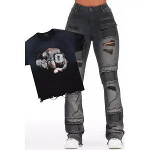 Aleeana Black Tee & Mashawi Black Jean Set