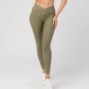Pro-Fit Crossover High Waist Workout Leggings, Moisture-wicking, 25%Spandex, Comfort, Breathable, Squat Proof, Stretchy, Sportswear/Workout/Gym K1023Y