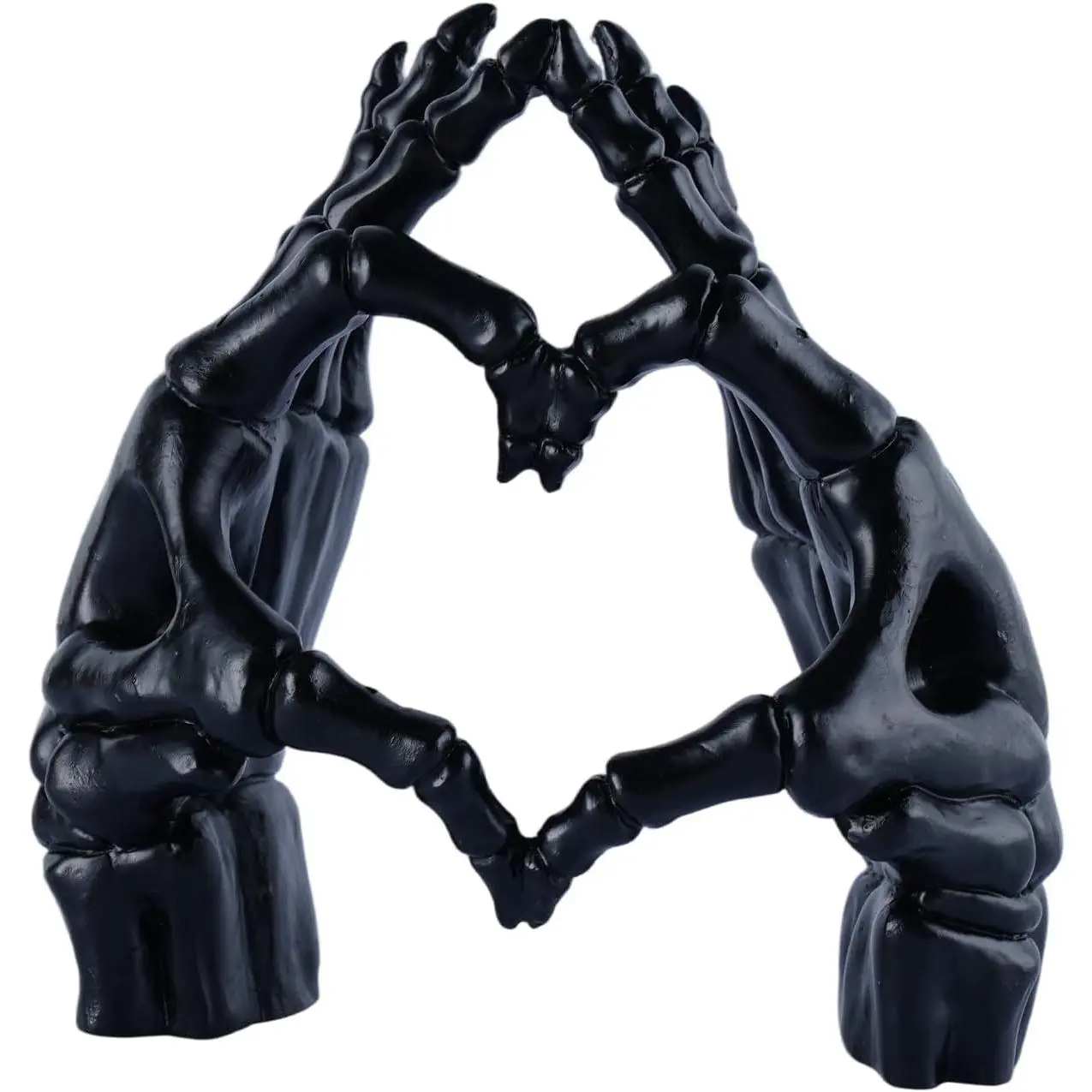 Skeleton Decorations Heart Hands Decor Unique Gothic Statues for Home Decor Plastic Skeleton Figurines for Goth Room Decor Halloween Wedding Valentines Shelf Decor, Black