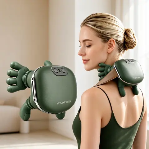 YOQKEOQL Electric Neck Shoulder Hand Massager, Deep Tissue Kneading with Heat, Portable Vibration, Muscle & Stress Relief, Lightweight Plastic Body, 2000mAh USB Rechargeable Wireless Finger Pressure Massager for Full Body