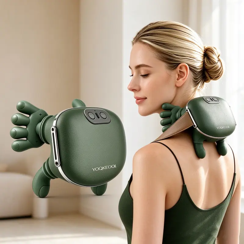 YOQKEOQL Electric Neck Shoulder Hand Massager, Deep Tissue Kneading with Heat, Portable Vibration, Muscle & Stress Relief, Lightweight Plastic Body, 2000mAh USB Rechargeable Wireless Finger Pressure Massager for Full Body