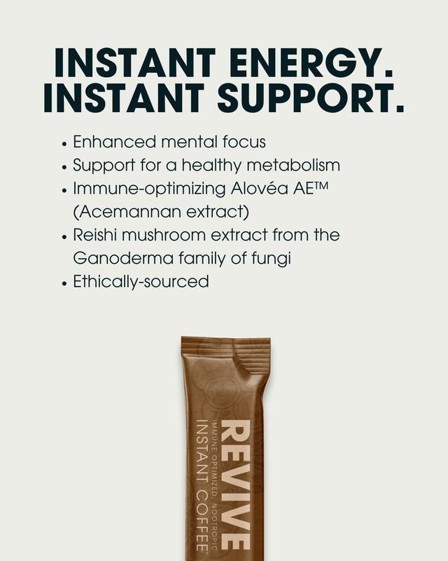 Alovéa REVIVE Coffee - Immune Optimized Nootropic Instant Coffee with Acemannan & Ganoderma - Beverage Supports Mental Focus & Healthy Metabolism