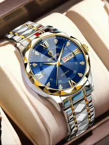 Men's Business Round Dial Analog-digital Quartz Watch, Modern Fashionable Wristwatch, Fashion Watch for Party Clothing Decor, Trendy All-match & Exquisite Watch for Birthday Gift with Box