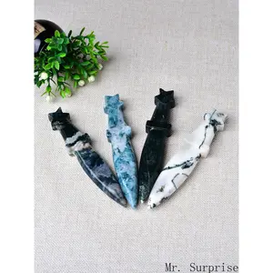 Natural Crystal Carved Witchcraft Knife, Crystal Carving, Star Moon Altar Supplies, Home Decor & Energy Healing, Memorial Gift, Holiday Present, Unique Ornament