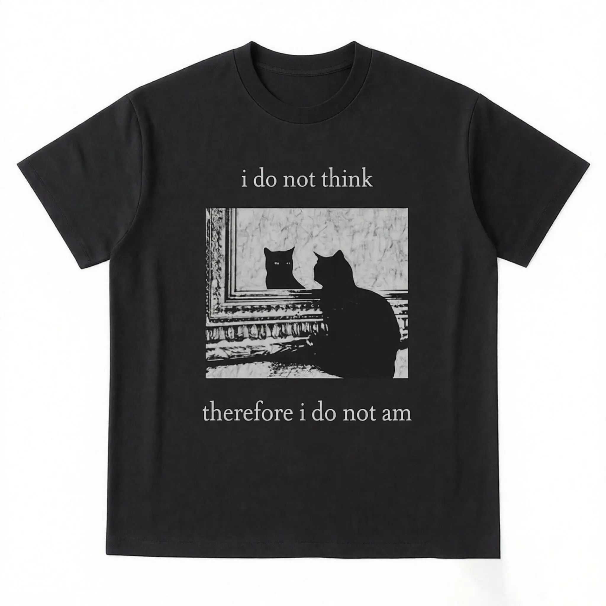 I do not think therefore i do not am, Funny Cat shirt,  Vintage Shirt, 80s, 90s, Retro, Witchy shirt, Goth, Emo, Punk shirt Men's and women's T-shirts