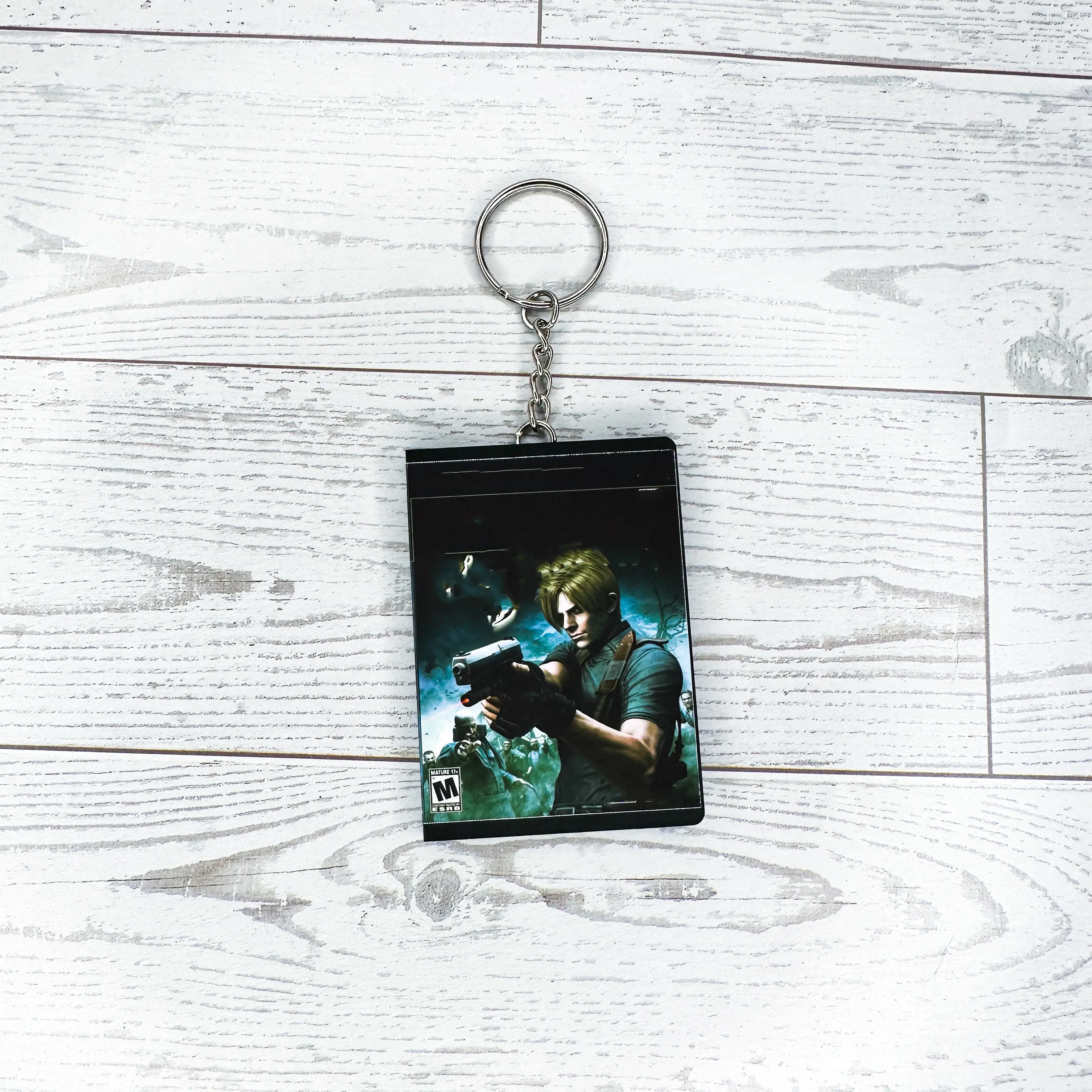 Mini Video Game Case Keychain Inspired by Retro Game Cases RE4 | Magnetic Opening Case with Mini Disc