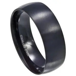 Men's Stainless Steel Black Wedding Band with Matte Finish | 8 MM