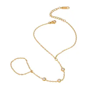 Rich Beach Vibes CZ Trio Hand Chain - 18KGP PVD Coated