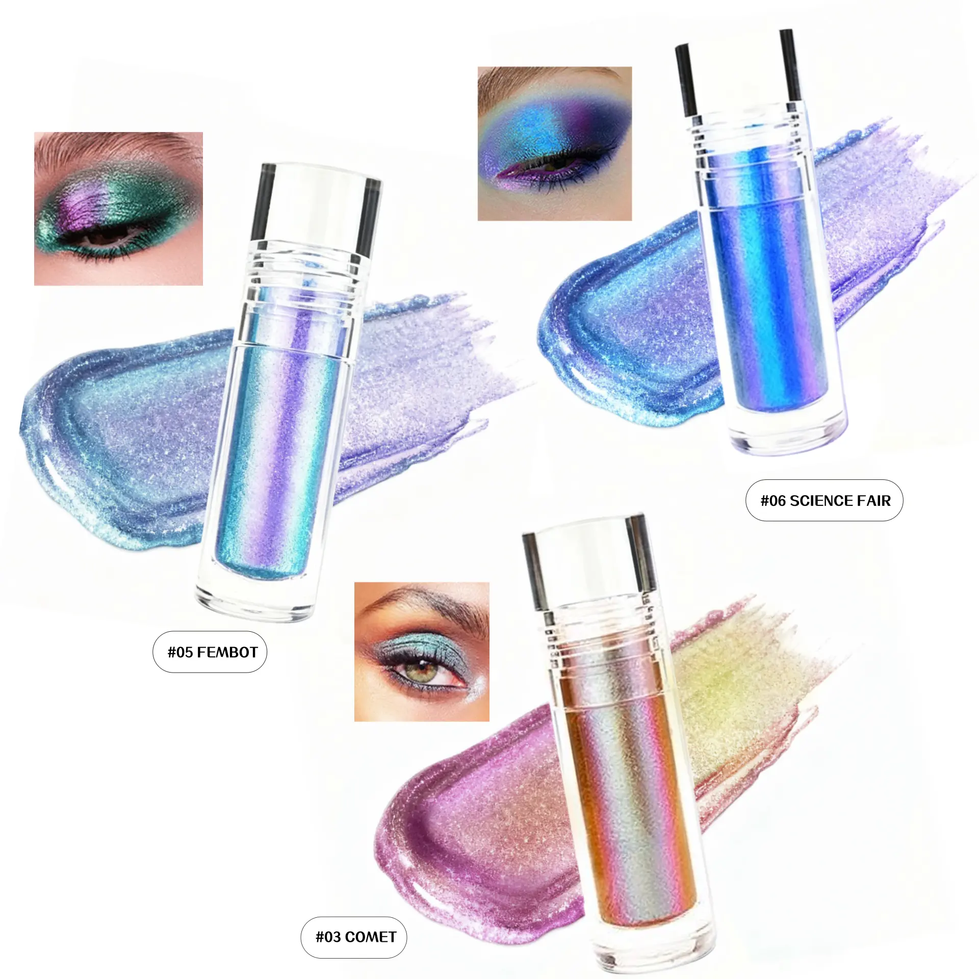 Blue Duochrome Chameleon Liquid Eyeshadow High-Impact Multi-Dimensional Finish Silky Smooth High Pigment Holographic Glitter Makeup Cosmetic