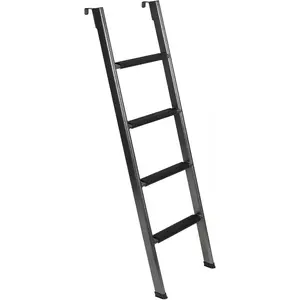 Anti-Slip RV Bunk Ladder, 57in Integrated Heavy Duty Steel Camper Bunk Bed Ladder with Rubber Foot Pads and Hooks - Black