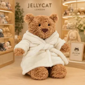 Jellycat Bartholomew Bear Bathrobe Plush, Cozy Teddy Bear Stuffed Animal with Dust Bag, NWT Soft Spa Bear Gift for Kids, Baby Shower, Birthday, Christmas & Plush Collectors