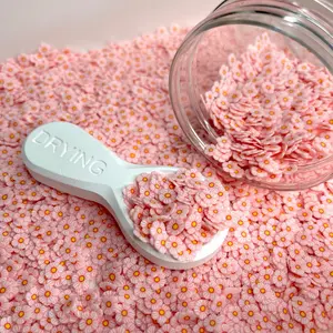 5MM Pink Stripe Flower, Floral Polymer Clay Sprinkle (NOT EDIBLE) D29-19