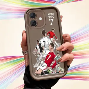 Soccer Player Number 7 Junk Phone Case for iPhone 17 Pro Max 16 E 15 14 Plus 13 12 11 Pro Max & Samsung S21S22 S23 S24 S25 S26 Ultra Plus, "Never Stops" Football Legend Brown Matte Shockproof Protective Cover