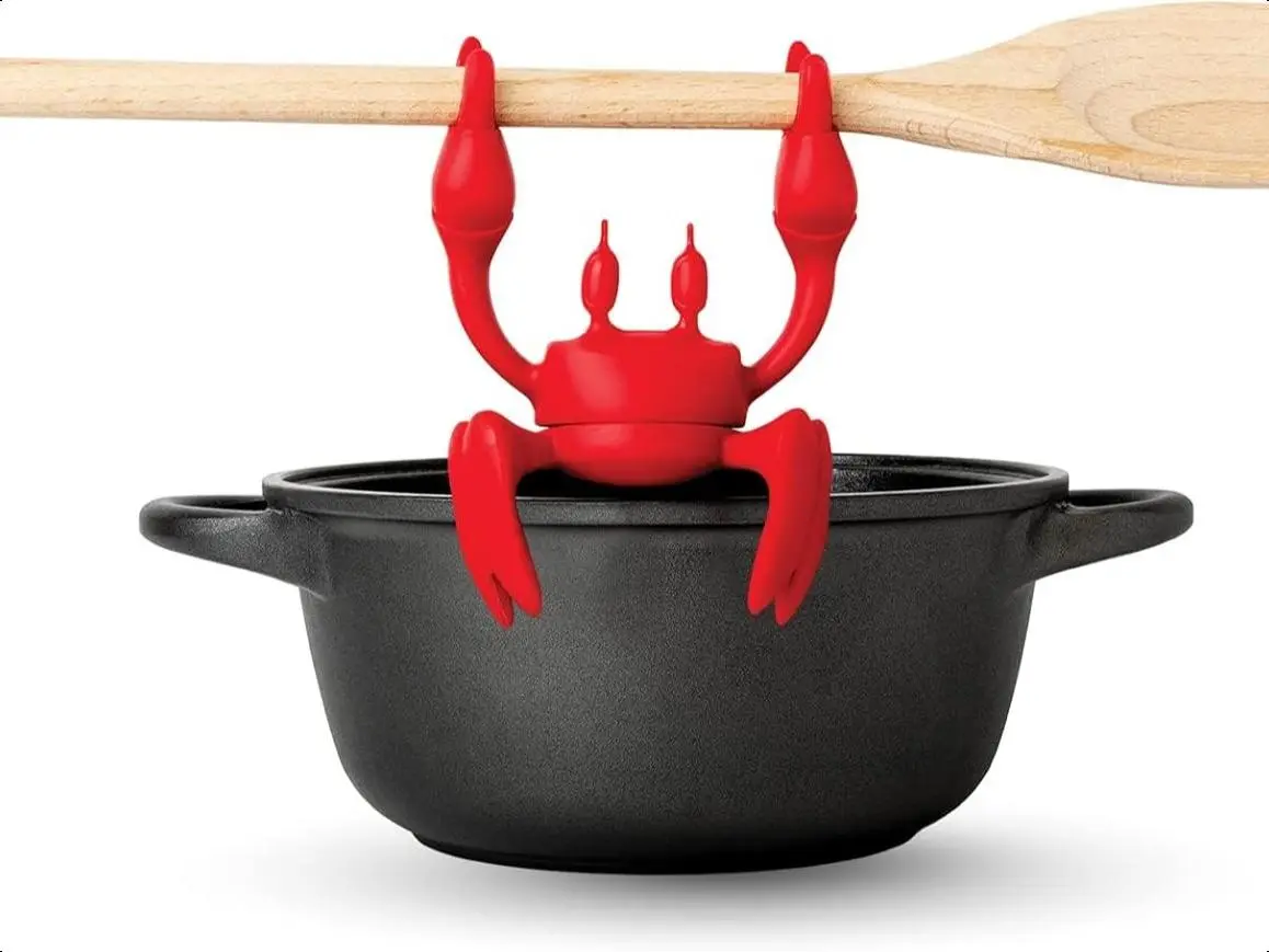Cute red crab-shaped silicone cutlery holder, kitchen gift, silicone spoon holder - heat-resistant kitchen - steam release - chopstick rest, ideal housewarming gift.