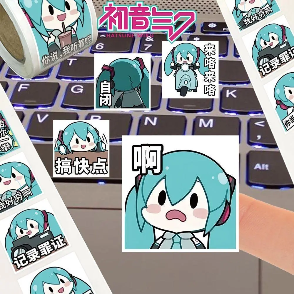 Hatsune Miku Anime Merch Emoji Roll Stickers Virtual Singer Kagamine Rin Len Phone Case Journal Decorative Stickers Gift for Fan