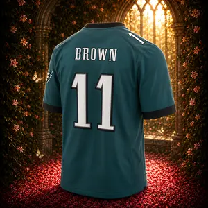 A.J. Brown #11 Midnight Green Football Jersey for Men Philadelphia Inspired Game Day Fan Shirt Breathable Athletic Sports Apparel Adult Sizes