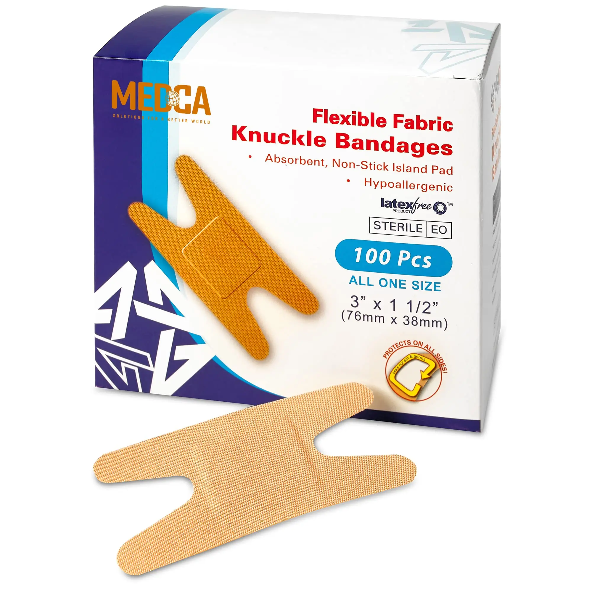 Flexible Fabric Bandages - Flex Fabric Adhesive Bandages Knuckle Bandages for Finger Care and to Protect Wounds from Infection